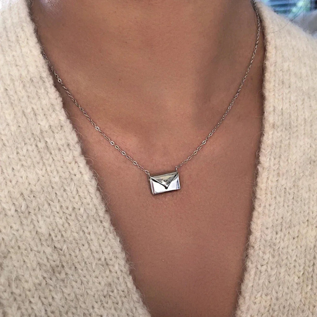 Collier Pendentif Enveloppe Femme Cadeau Bijou