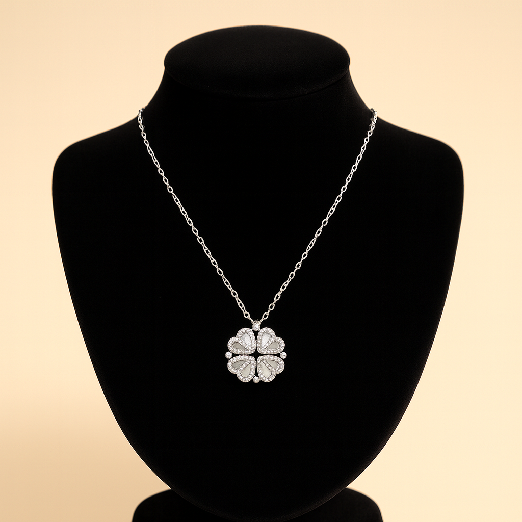 Halskette Zirkonia Herz Kleeblatt Elegant Schmuckanhänger