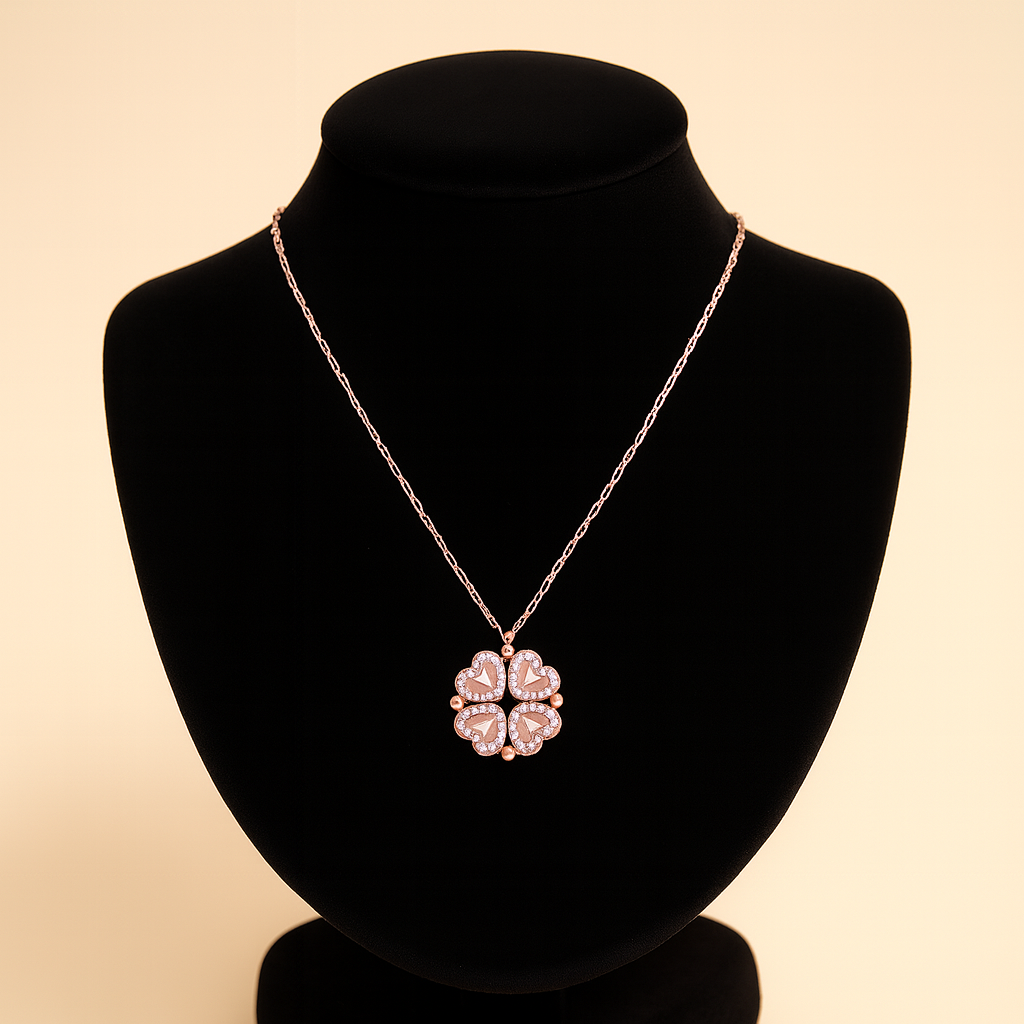 Halskette Zirkonia Herz Kleeblatt Elegant Schmuckanhänger