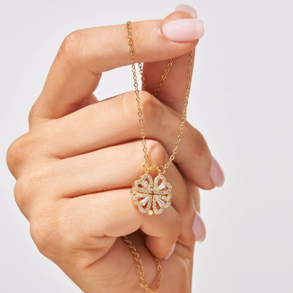 Halskette Zirkonia Herz Kleeblatt Elegant Schmuckanhänger6