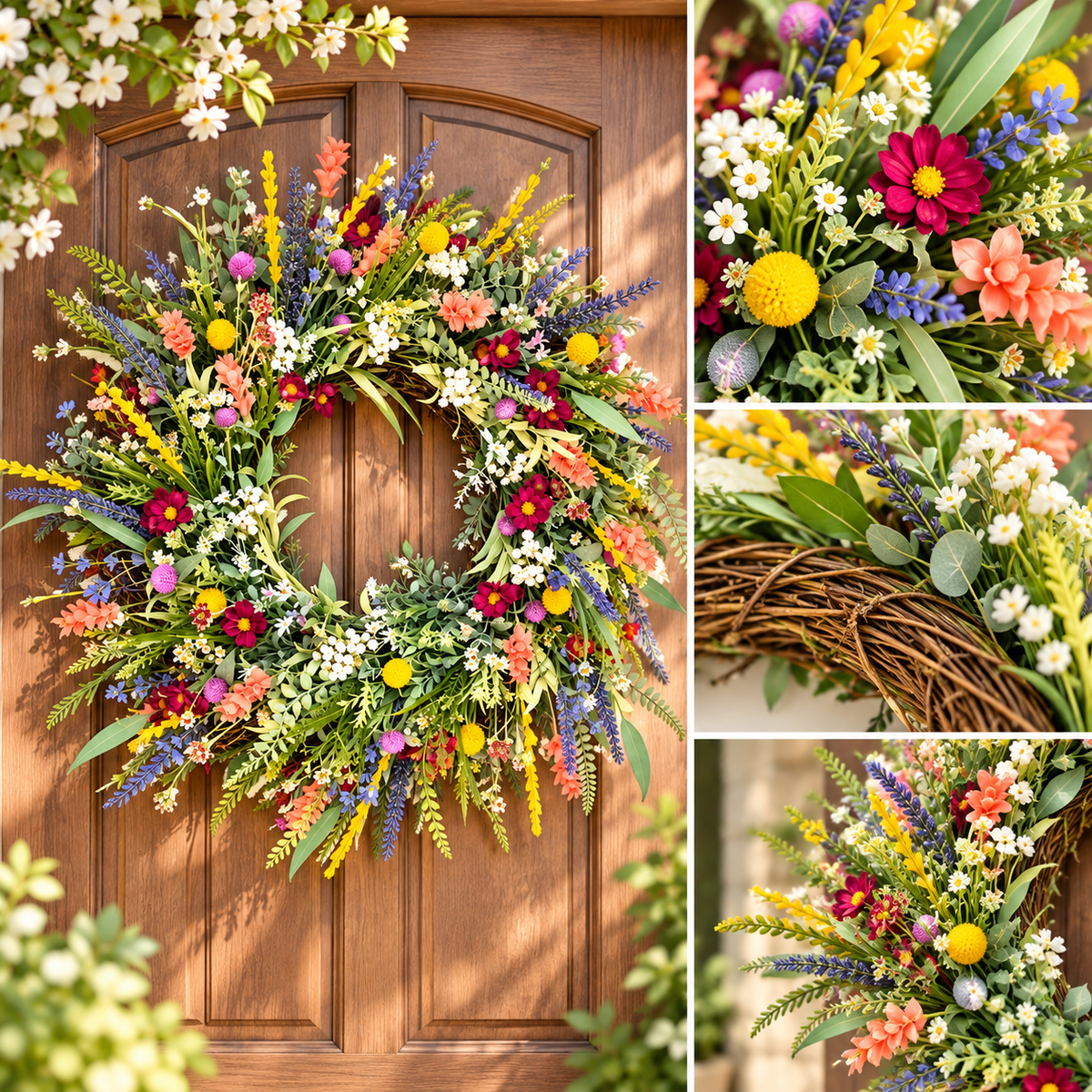 Handgefertigter Blumenkranz Frühling Kranz Für Innenräume