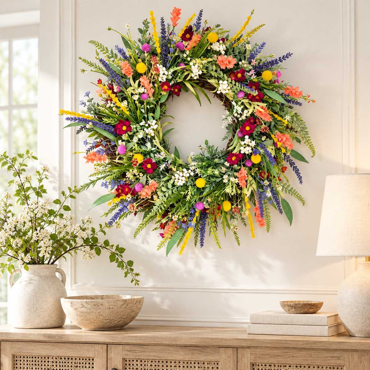 Handgefertigter Blumenkranz Frühling Kranz Für Innenräume