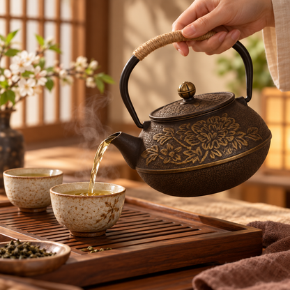 Handgemachte Teekanne Aus Gusseisen Japanisches Design