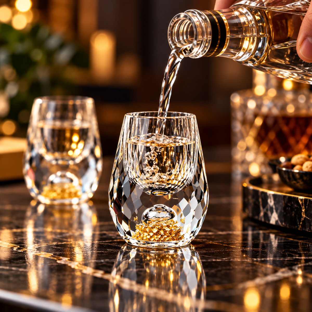 Handgeschliffenes Schnapsglas Mit Pailletten Schnapsglas Für