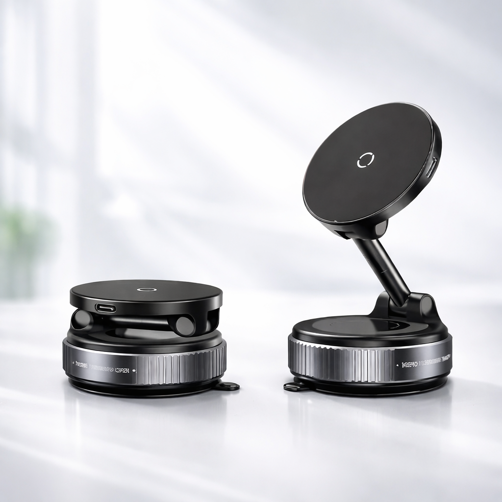 Car Phone Holder Magnetic Suction Cup Wireless Fast Charging