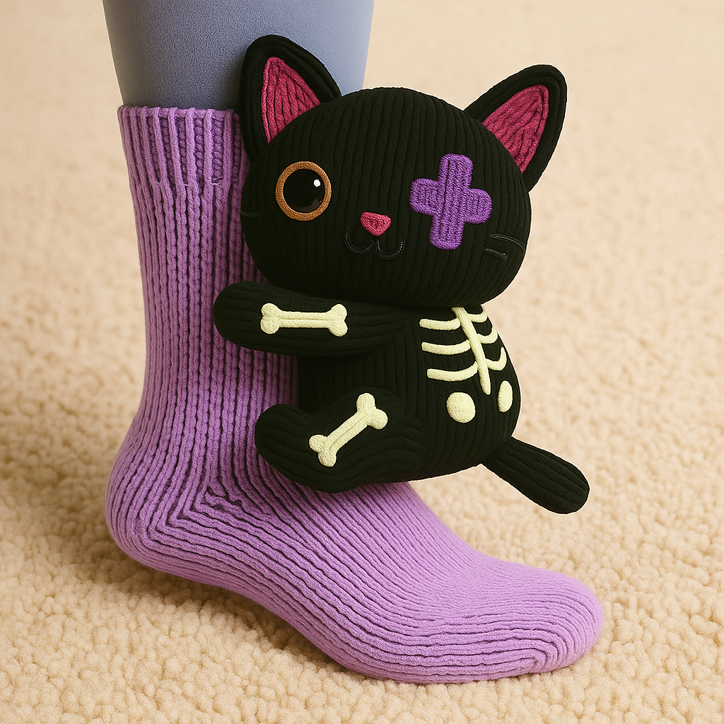 Haussocken Warm Anti-Rutsch Tiermotiv Plüsch Mikrofaser Socken