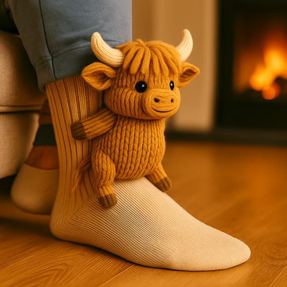 Haussocken Warm Anti-Rutsch Tiermotiv Plüsch Mikrofaser Socken