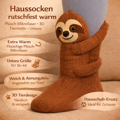 House socks non-slip warm plush microfiber 3D animal motif unisex