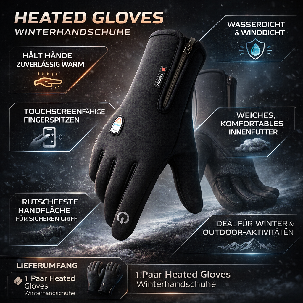 Heated Gloves Winterhandschuhe Wasserdicht Touchscreenfähig