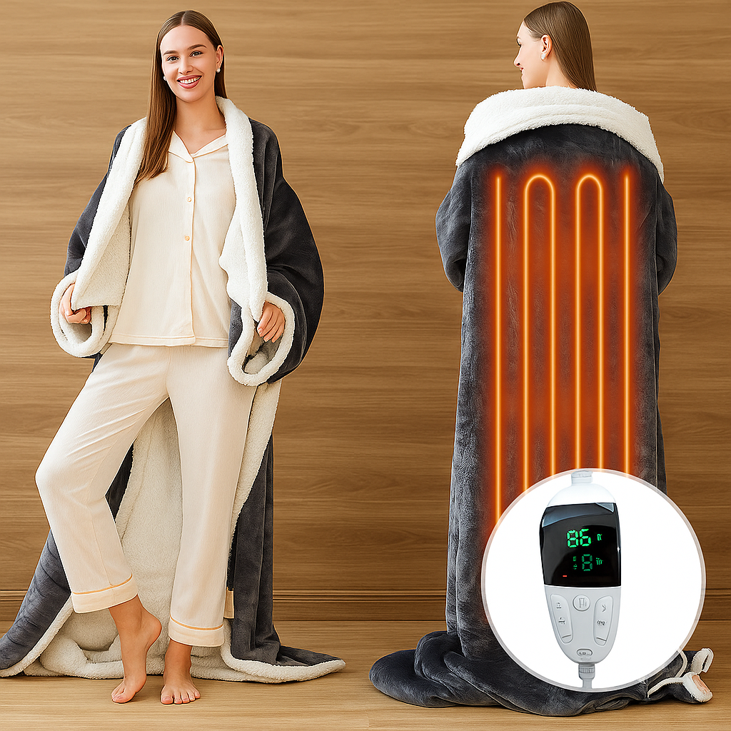 Heizdecke Elektrisch Tragbar Fleece Sherpa Kuscheldecke Warm