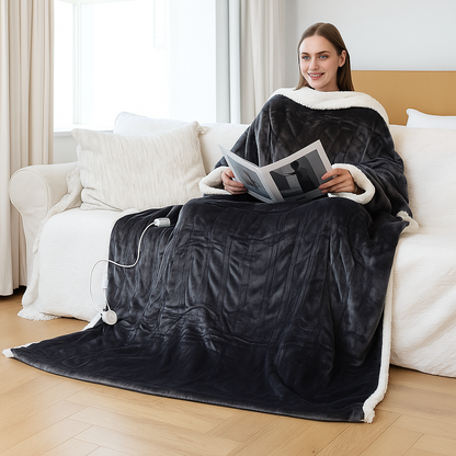 Heizdecke Elektrisch Tragbar Fleece Sherpa Kuscheldecke Warm