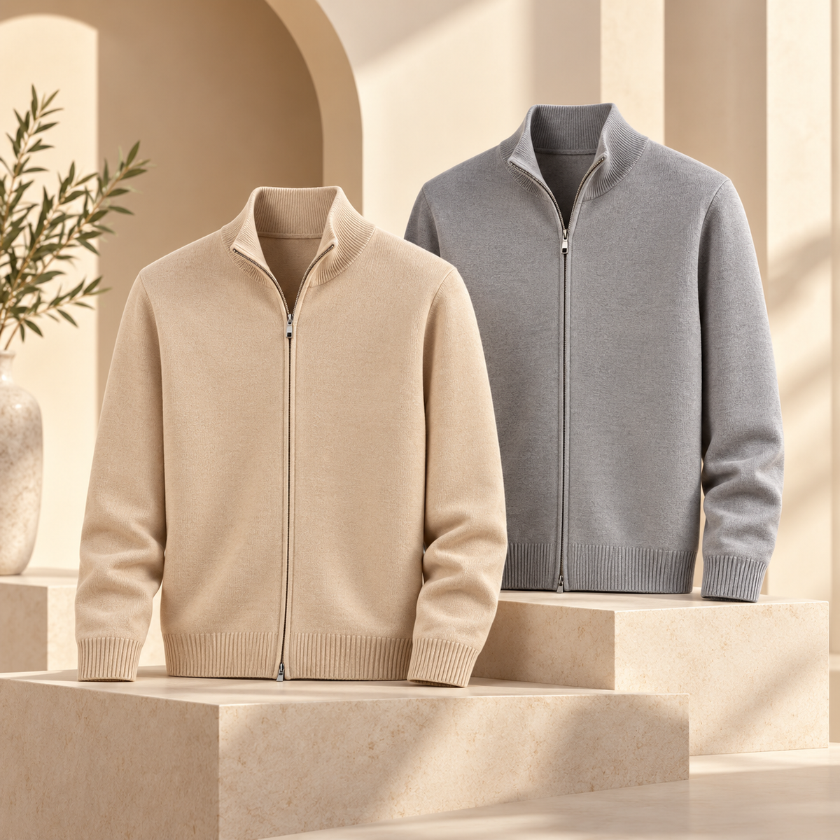 Herren Eleganter Für Männer Zip-Front Cardigan | Cardigan Mit