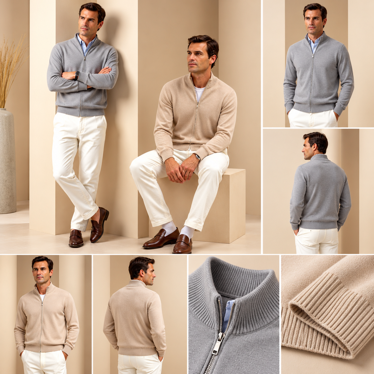 Herren Eleganter Für Männer Zip-Front Cardigan | Cardigan Mit