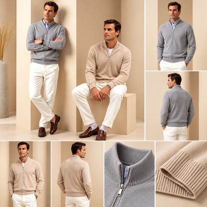 Herren Eleganter Für Männer Zip-Front Cardigan | Cardigan Mit