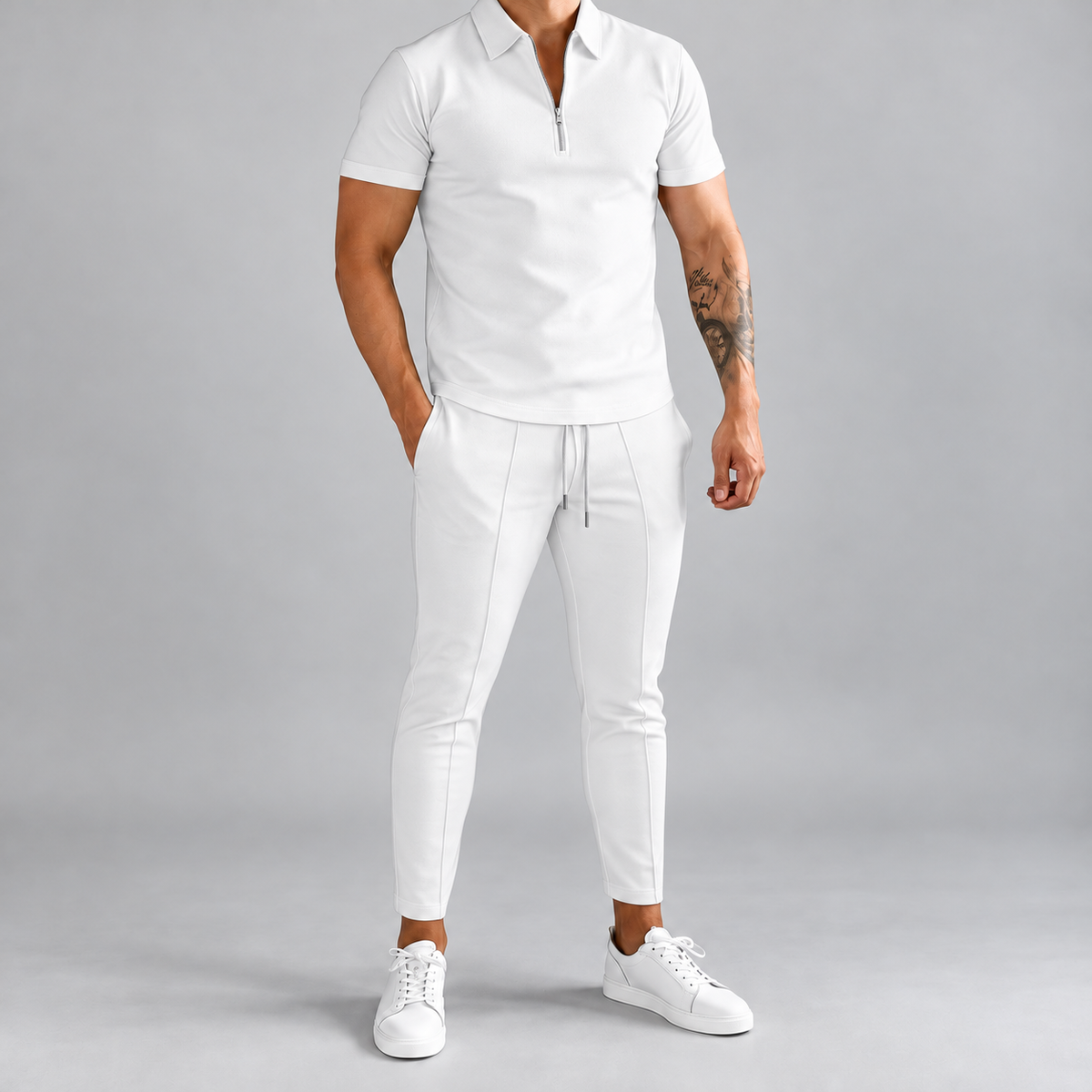 Herren Ensemble Chemise Und Hose Mit Elastischem Bund
