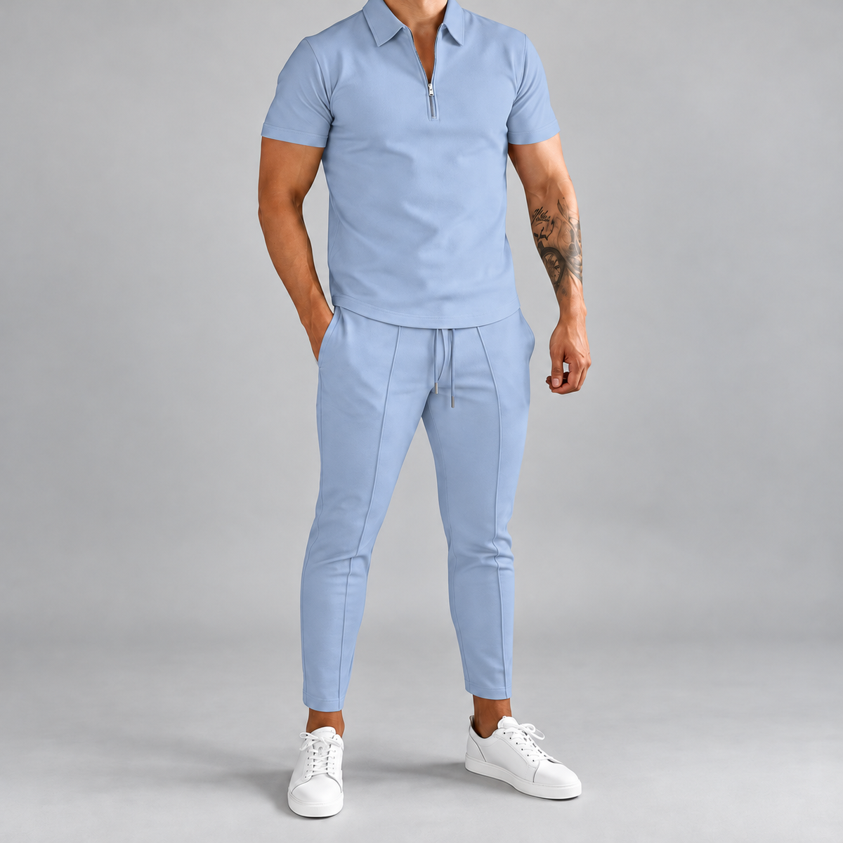 Herren Ensemble Chemise Und Hose Mit Elastischem Bund