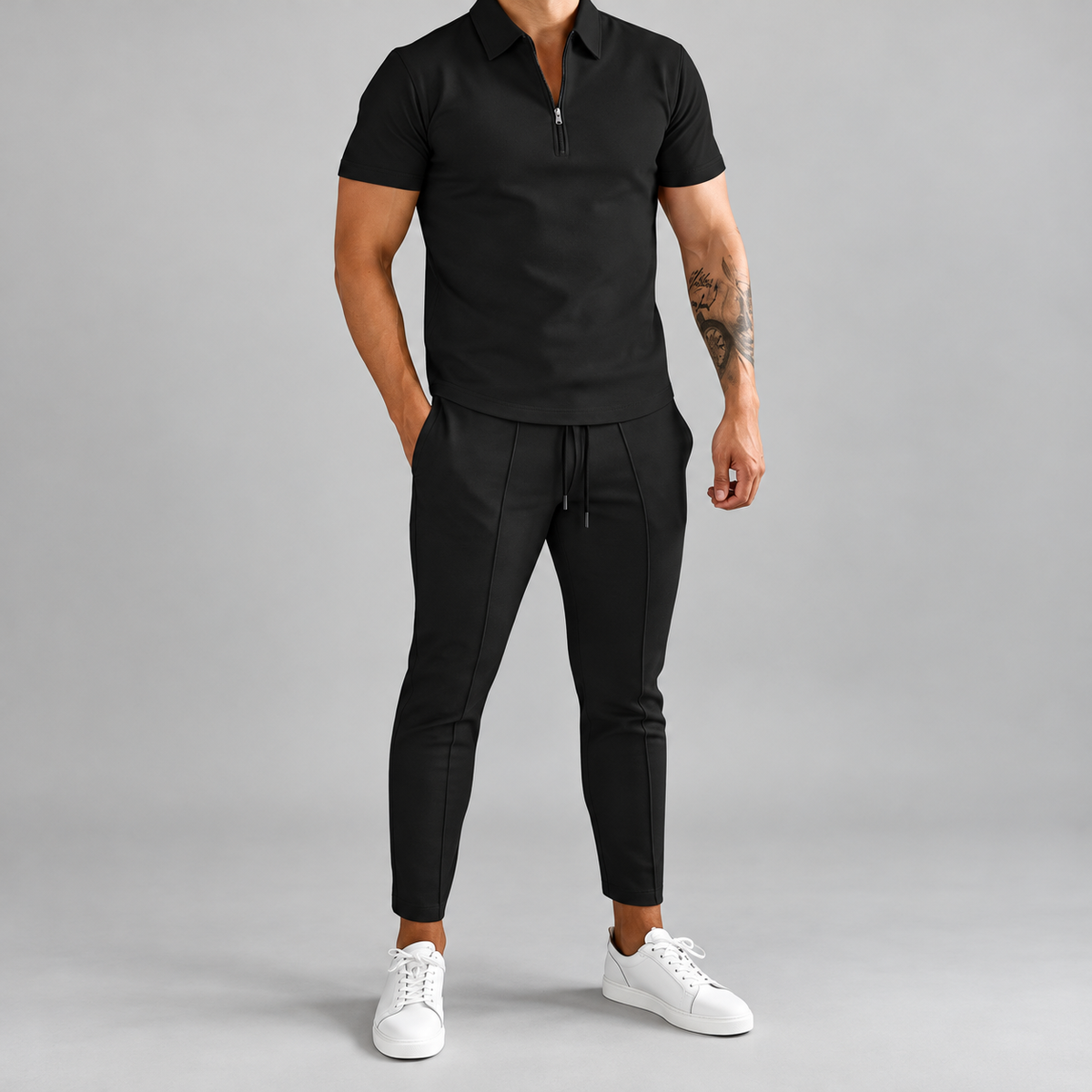 Herren Ensemble Chemise Und Hose Mit Elastischem Bund