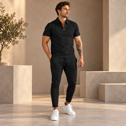 Herren Ensemble Chemise Und Hose Mit Elastischem Bund