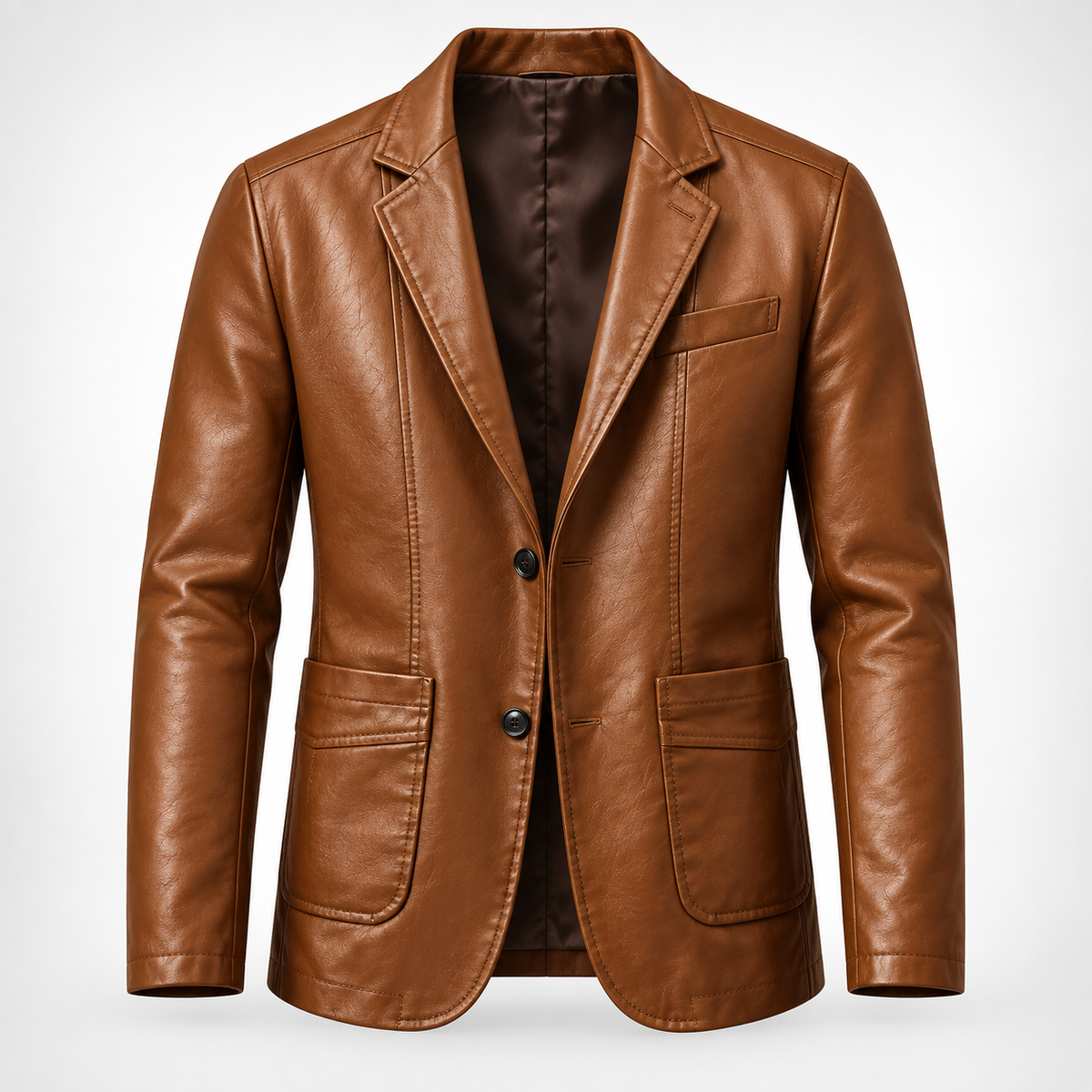 Herren Für Business Schwarzer Lederblazer Für Freizeit