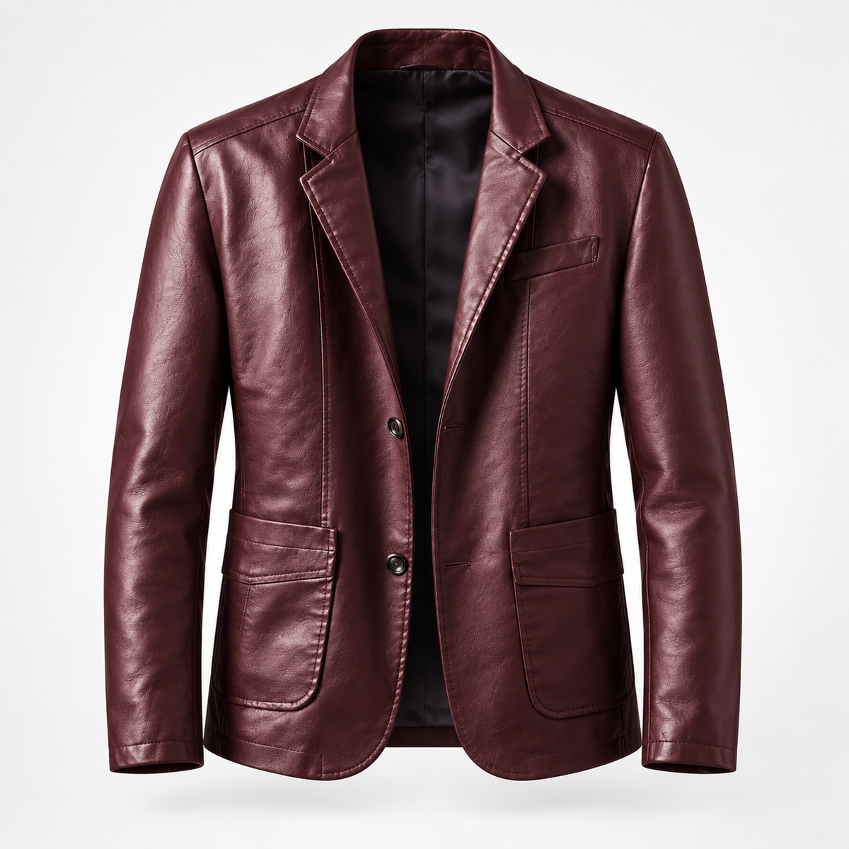 Herren Für Business Schwarzer Lederblazer Für Freizeit