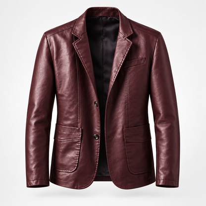 Herren Für Business Schwarzer Lederblazer Für Freizeit