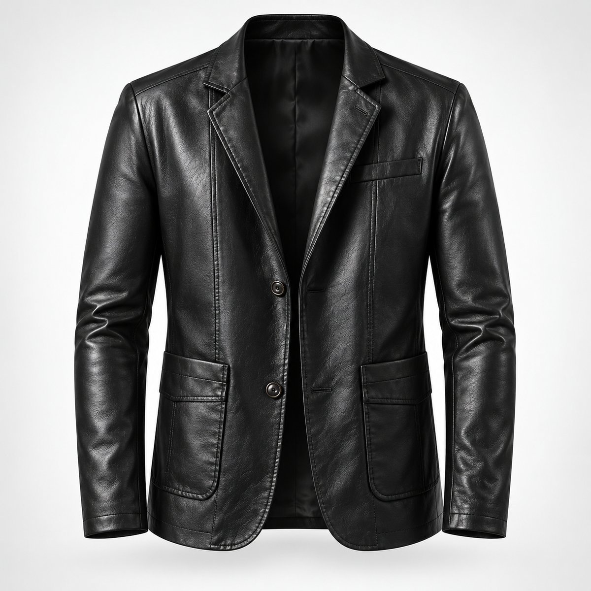 Herren Für Business Schwarzer Lederblazer Für Freizeit
