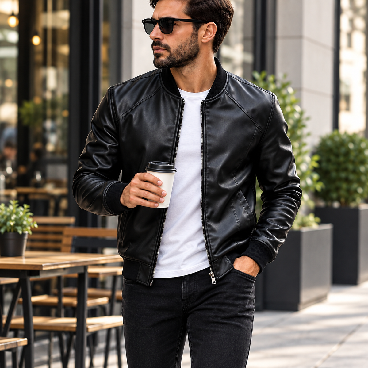 Herren Glänzende Bomberjacke Slim Fit Jacke | Freizeitkleidung