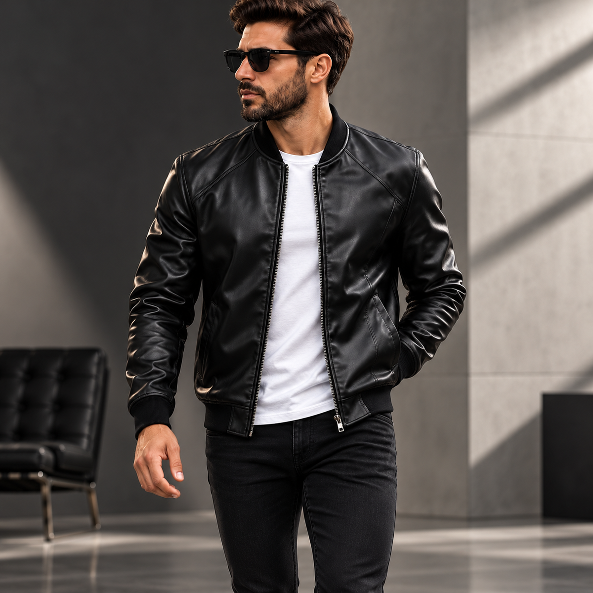 Herren Glänzende Bomberjacke Slim Fit Jacke | Freizeitkleidung