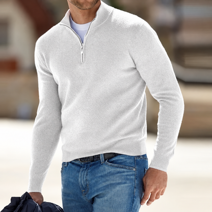 Herren Kaschmir Pullover Mit Reißverschluss Langärmeliger