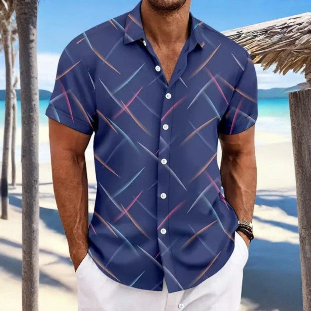 Chemise homme manches courtes décontractée rayée coupe régulière