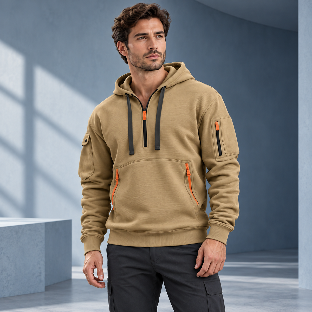 Herren Mit Reißverschluss Bequemer Hoodie Für Männer