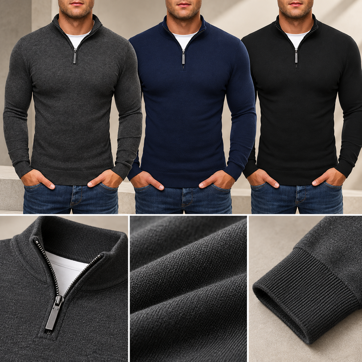 Herren Mit Reißverschluss Stylischer | Pullover