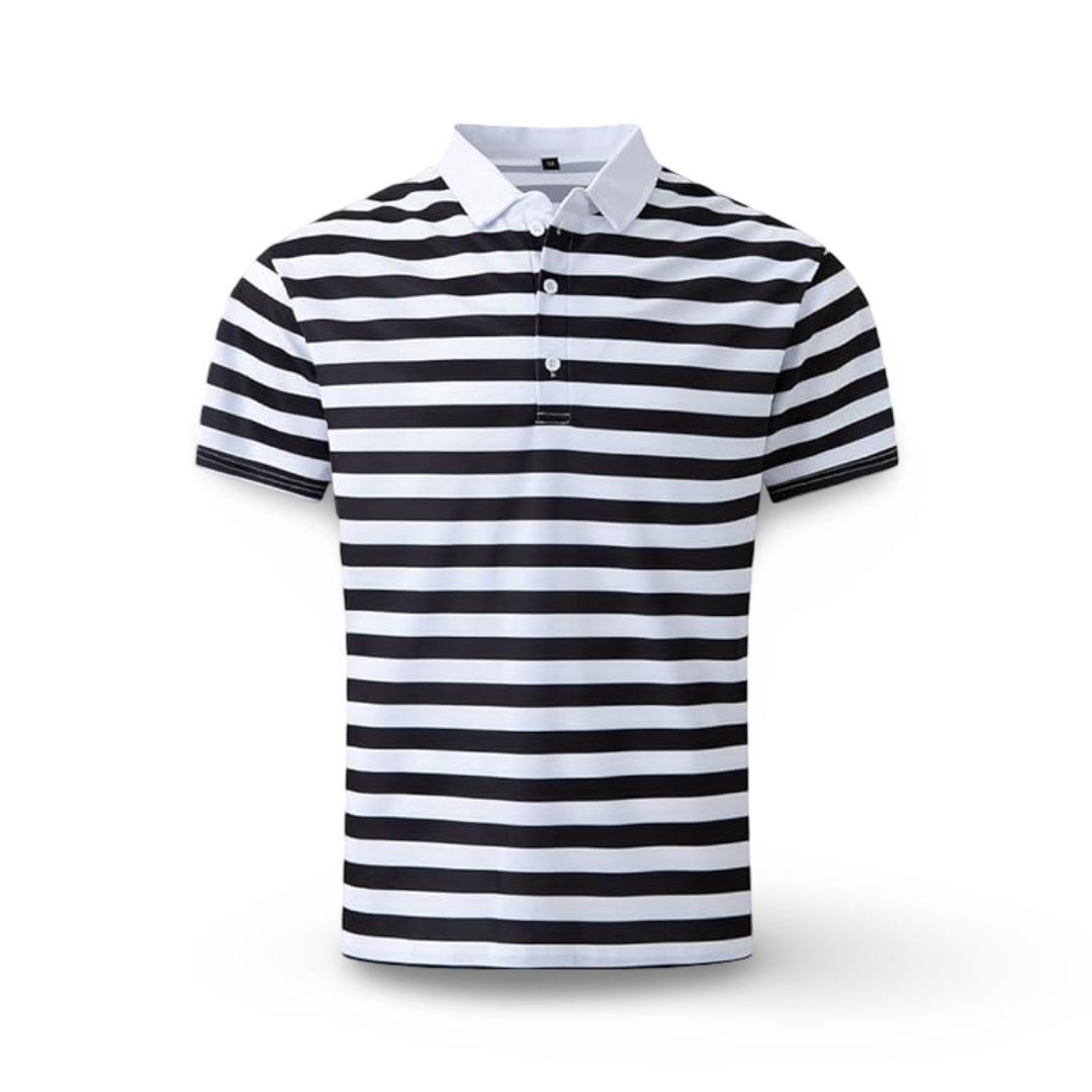 Camiseta polo de hombre a rayas de manga corta para verano