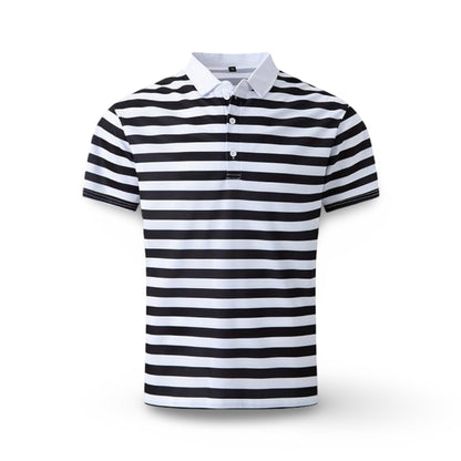 Camiseta polo de hombre a rayas de manga corta para verano