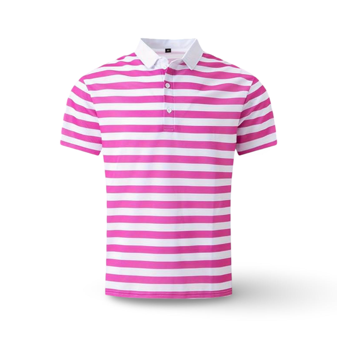 Camiseta polo de hombre a rayas de manga corta para verano