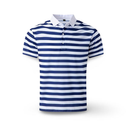 Camiseta polo de hombre a rayas de manga corta para verano