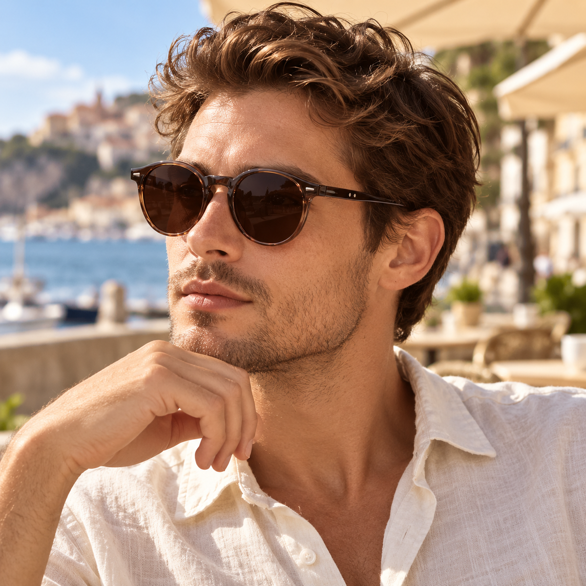Herren Runde Sonnenbrille | Modische Brille