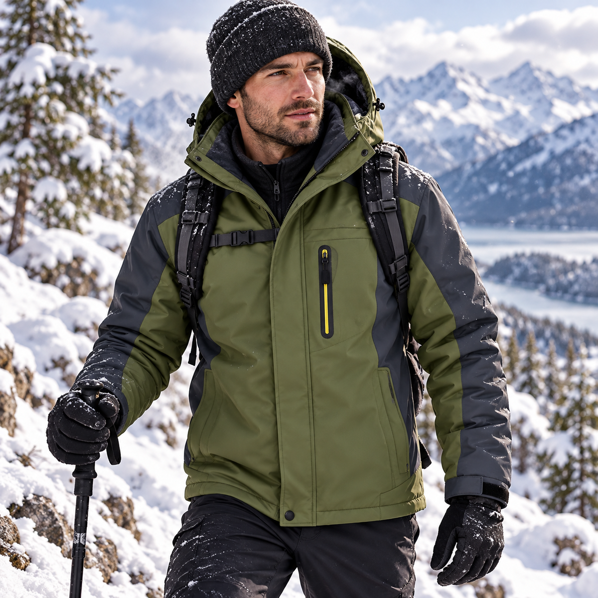 Herren Wasserfester Wintermantel Wärmende Jacke