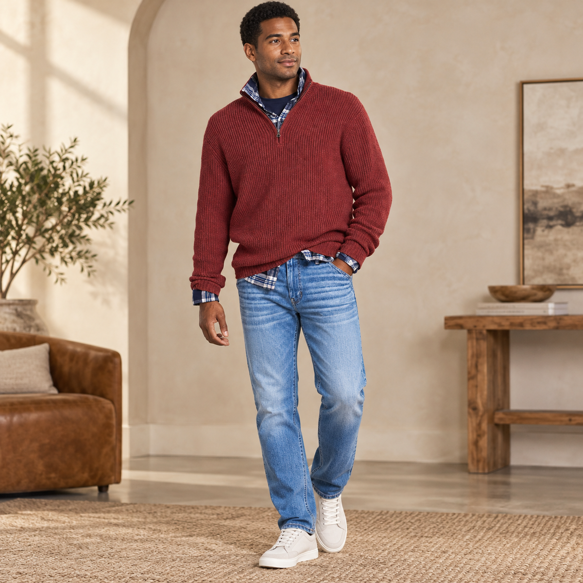 Herren Weicher Kaschmir Modischer Pullover Mit Reißverschluss