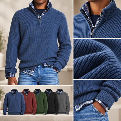 Herren Weicher Kaschmir Modischer Pullover Mit Reißverschluss