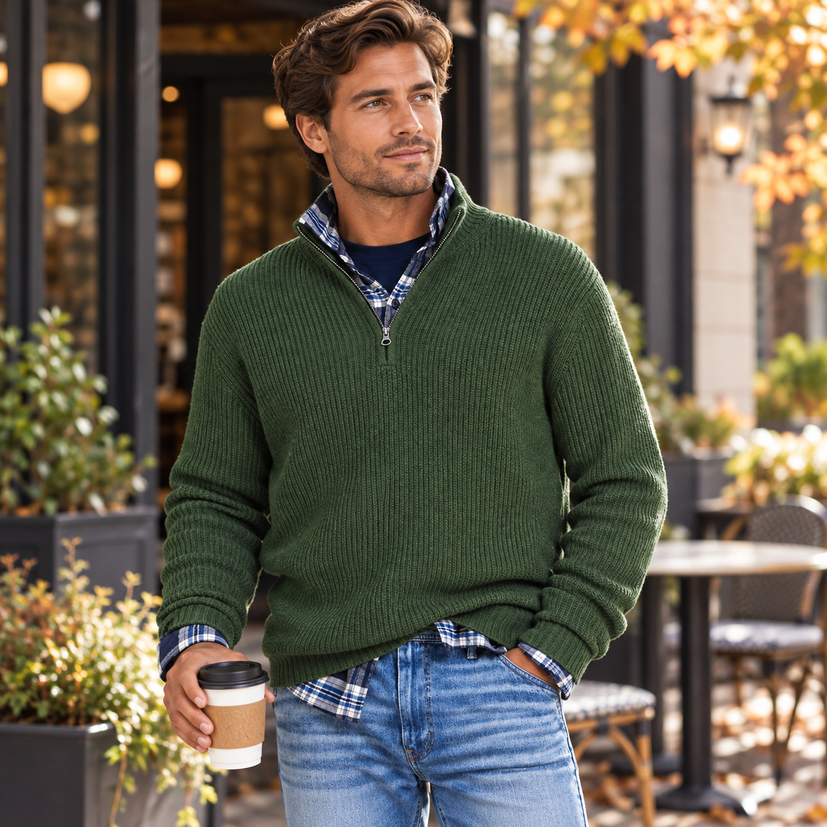 Herren Weicher Kaschmir Modischer Pullover Mit Reißverschluss