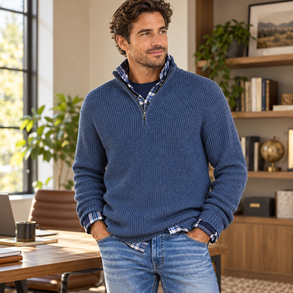 Herren Weicher Kaschmir Modischer Pullover Mit Reißverschluss