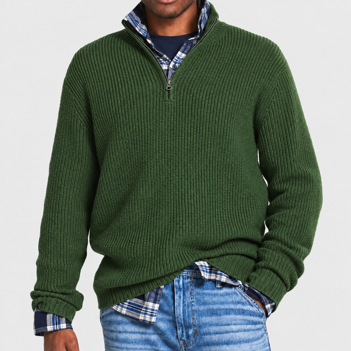 Herren Weicher Kaschmir Modischer Pullover Mit Reißverschluss