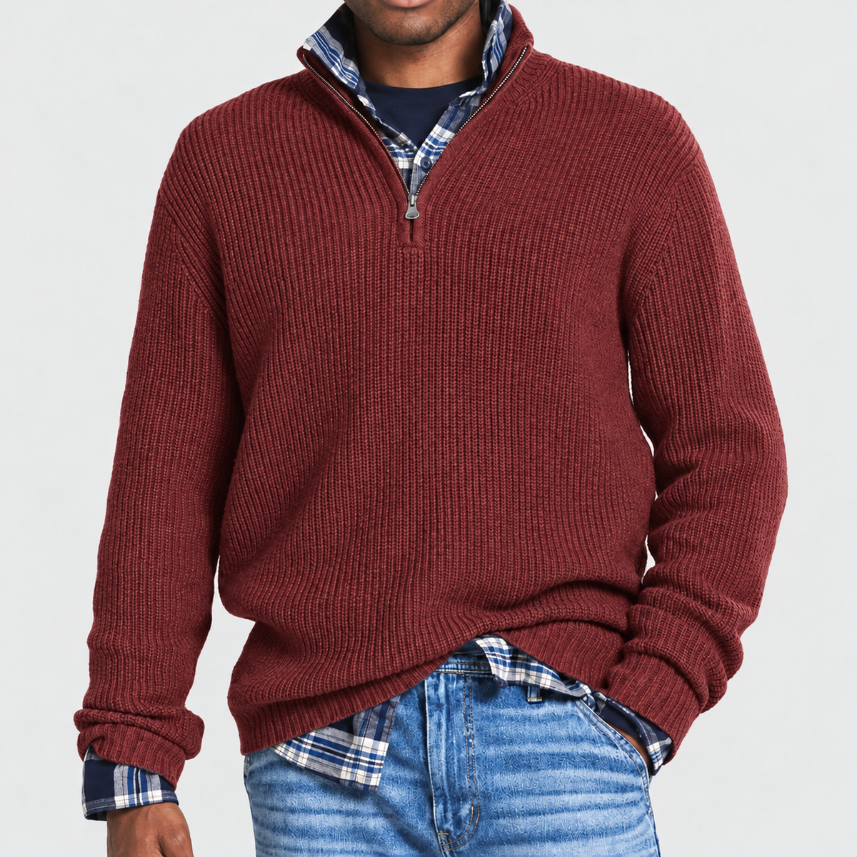 Herren Weicher Kaschmir Modischer Pullover Mit Reißverschluss