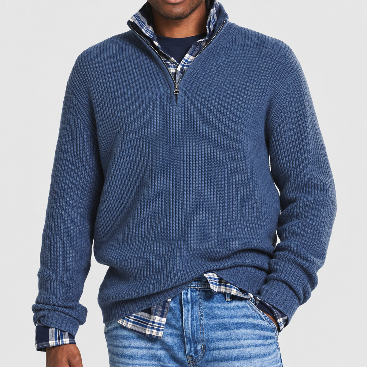 Herren Weicher Kaschmir Modischer Pullover Mit Reißverschluss