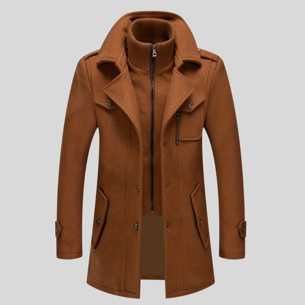 Men's Winter Coat Classic Double Collar Zipper Jacket