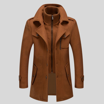 Men's Winter Coat Classic Double Collar Zipper Jacket