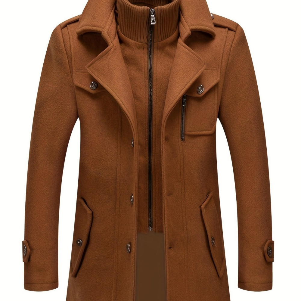 Men's Winter Coat Classic Double Collar Zipper Jacket