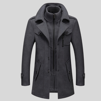 Men's Winter Coat Classic Double Collar Zipper Jacket