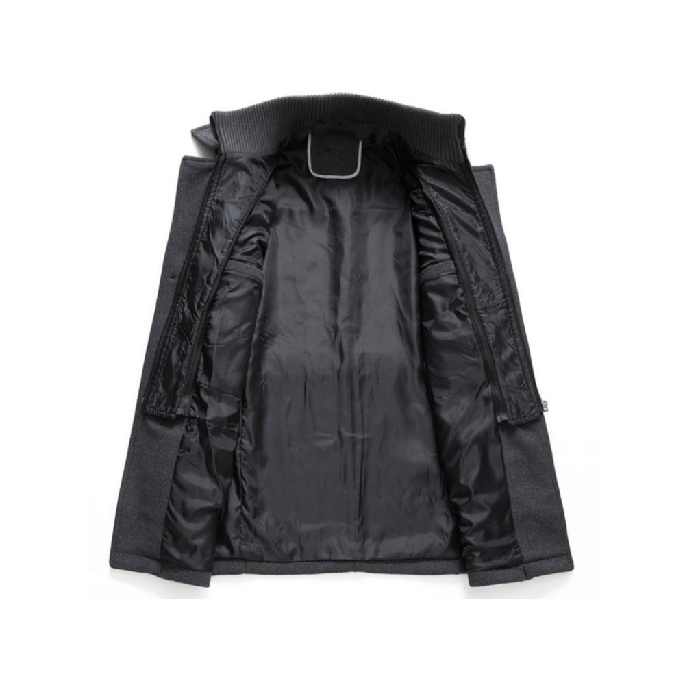 Men's Winter Coat Classic Double Collar Zipper Jacket